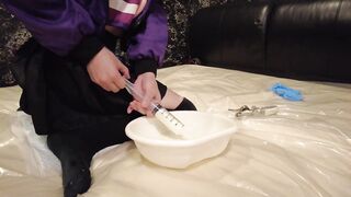 Sissy Astolfo forced anal training with fake semen injection