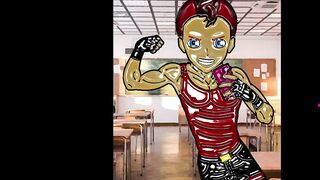 Classroom slut gets throat fucked until he gags on hot cum