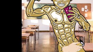 Classroom slut gets throat fucked until he gags on hot cum