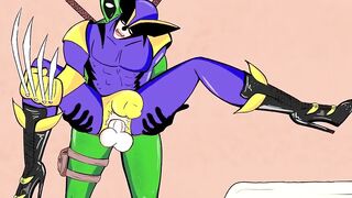 Josh’s cosplay ruined by a big dick Wolverine fucks with his heels