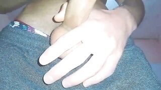 Hot anime boy stroking his thick cock to rough orgasm