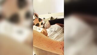 Fox loosens up tight ass for blue dildo playtime