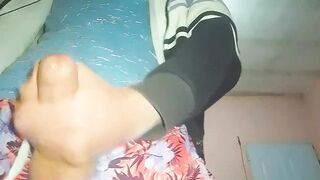 Beautiful boy teases himself raw solo orgasm ruined by muscle mommy