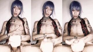 First time masturbating in anime cosplay climaxing with cum facial