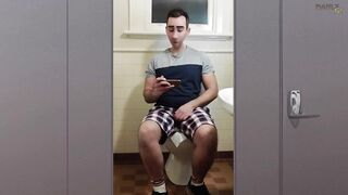 Step dad uncovered in public stall Foot worship and raw cumshots