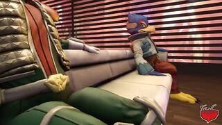 Fox x Falco footjob cumshot gagged yiffing