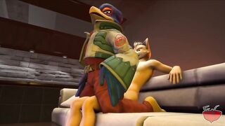 Fox x Falco footjob cumshot gagged yiffing