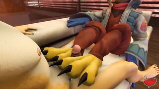 Fox x Falco footjob cumshot gagged yiffing