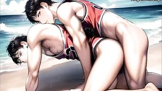 Gay basketball players destroyed on the beach cartoon cumshot