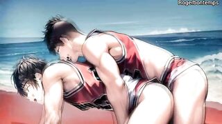 Gay basketball players destroyed on the beach cartoon cumshot