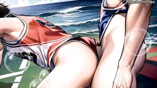 Gay basketball players destroyed on the beach cartoon cumshot