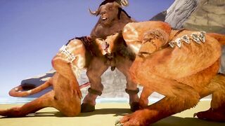 Double Furry Blowjob Minotaur Big Cock Yiffed Raw