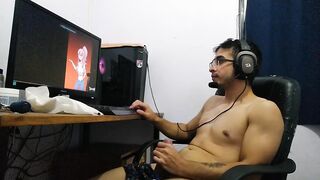 Muscular man destroyed by thick gay milk cumshot