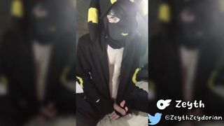 Pup plays with himself until his tiny paws are covered in cum