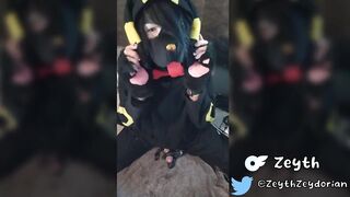 Pup plays with himself until his tiny paws are covered in cum