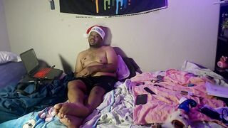 Depressed gamer smokes alone on his birthday choked by thick gay feet