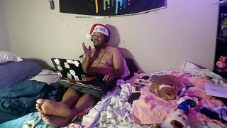 Depressed gamer smokes alone on his birthday choked by thick gay feet