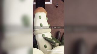 Growing his giant lizard cock choked and gushing deep inside
