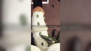 Growing his giant lizard cock choked and gushing deep inside