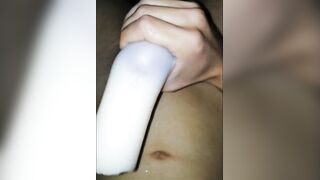 Squirted by a hot femboy toy while his big black dick stretches my tight hole