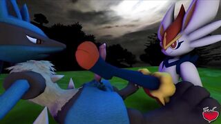 Gay Animated Footjob featuring Lucario and Cinderace