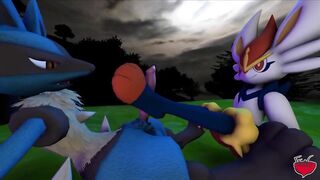 Gay Animated Footjob featuring Lucario and Cinderace