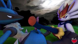 Gay Animated Footjob featuring Lucario and Cinderace