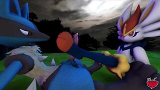 Gay Animated Footjob featuring Lucario and Cinderace