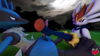 Gay Animated Footjob featuring Lucario and Cinderace