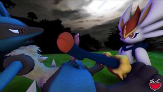 Gay Animated Footjob featuring Lucario and Cinderace