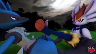 Gay Animated Footjob featuring Lucario and Cinderace