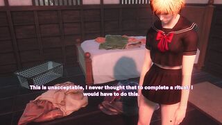 Asian uniformed femboy first anal with a furry gay try not to cum