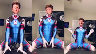 Femboy cosplayer on big Bad Dragon dildo getting destroyed