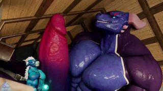 Dragon Zoid Destroys His Furry Boy Caught in brutal gay muscle growth