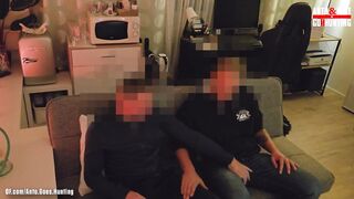 Straight married broker caught them stroking so I joined in huge cumshot threesome