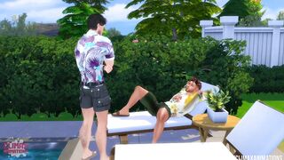 Daddy fuck poolside while wives are away sims 4 gay anal rough