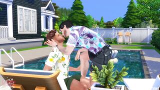 Daddy fuck poolside while wives are away sims 4 gay anal rough