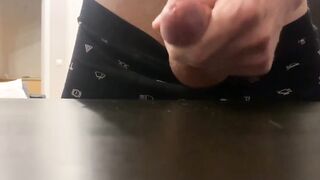 Twink’s cum close-up ruined his underwear raw and thick
