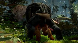 Gay furry king of the jungle gets monstrously destroyed by raw daddy bear cock