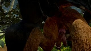 Gay furry king of the jungle gets monstrously destroyed by raw daddy bear cock