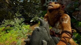 Gay furry king of the jungle gets monstrously destroyed by raw daddy bear cock