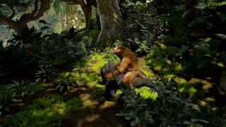 Gay furry king of the jungle gets monstrously destroyed by raw daddy bear cock