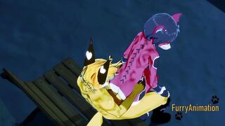 Furry yaoi cat destroyed by rough lynx creampie