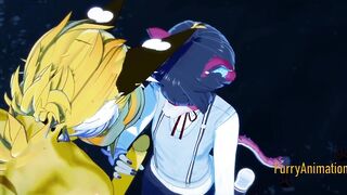 Furry yaoi cat handjob gets thick cumshot in his face
