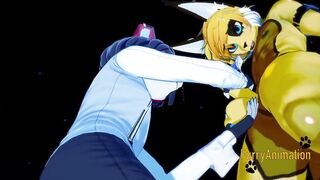 Furry yaoi cat handjob gets thick cumshot in his face