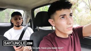 Car Ride Ends With His Mouth Choked By Big Dick