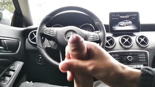 Squirming in the car thick cock pulsing thick cumshot