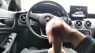 Squirming in the car thick cock pulsing thick cumshot