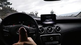 Squirming in the car thick cock pulsing thick cumshot