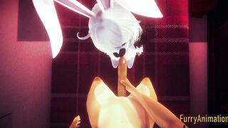 Furry yaoi fox and bunny yiffed raw 3d cumshot tease